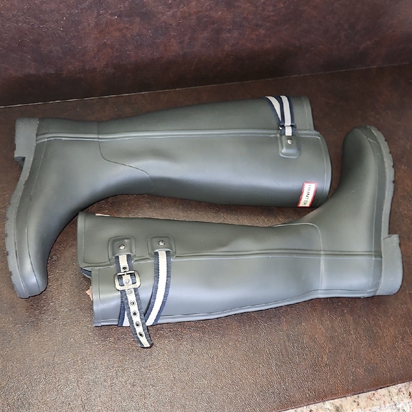 Hunter Refined Matte Dark Green Adjustable Rain Boots Size 8 - Picture 12 of 15